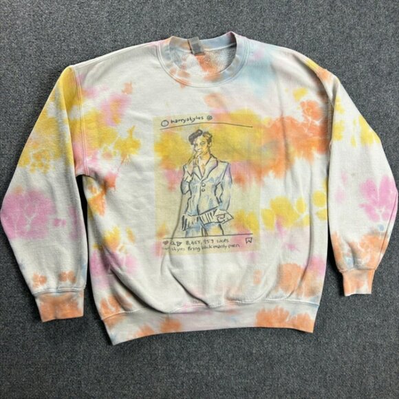Harry Styles Sweatshirt Adults‎ Large Tie Dye Graphic Crew Neck Pullover Gildan - Picture 1 of 12